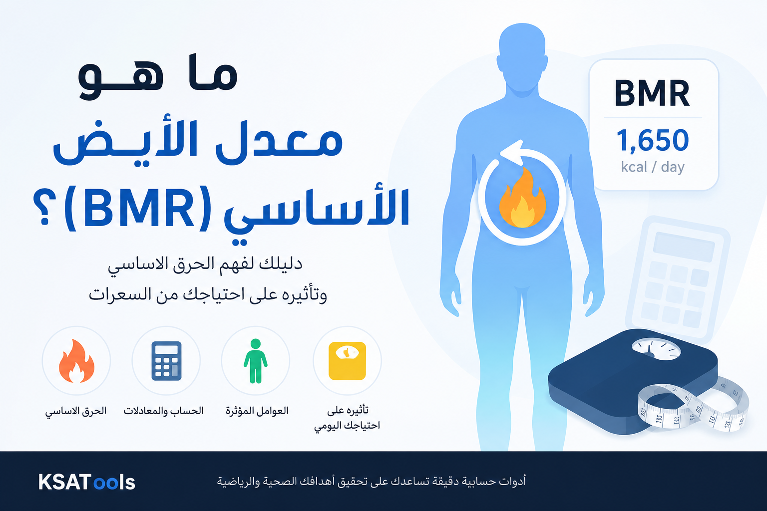 إنفوجرافيك يشرح ما هو معدل الأيض الأساسي BMR وكيف يؤثر في احتياج الجسم اليومي من السعرات الحرارية.