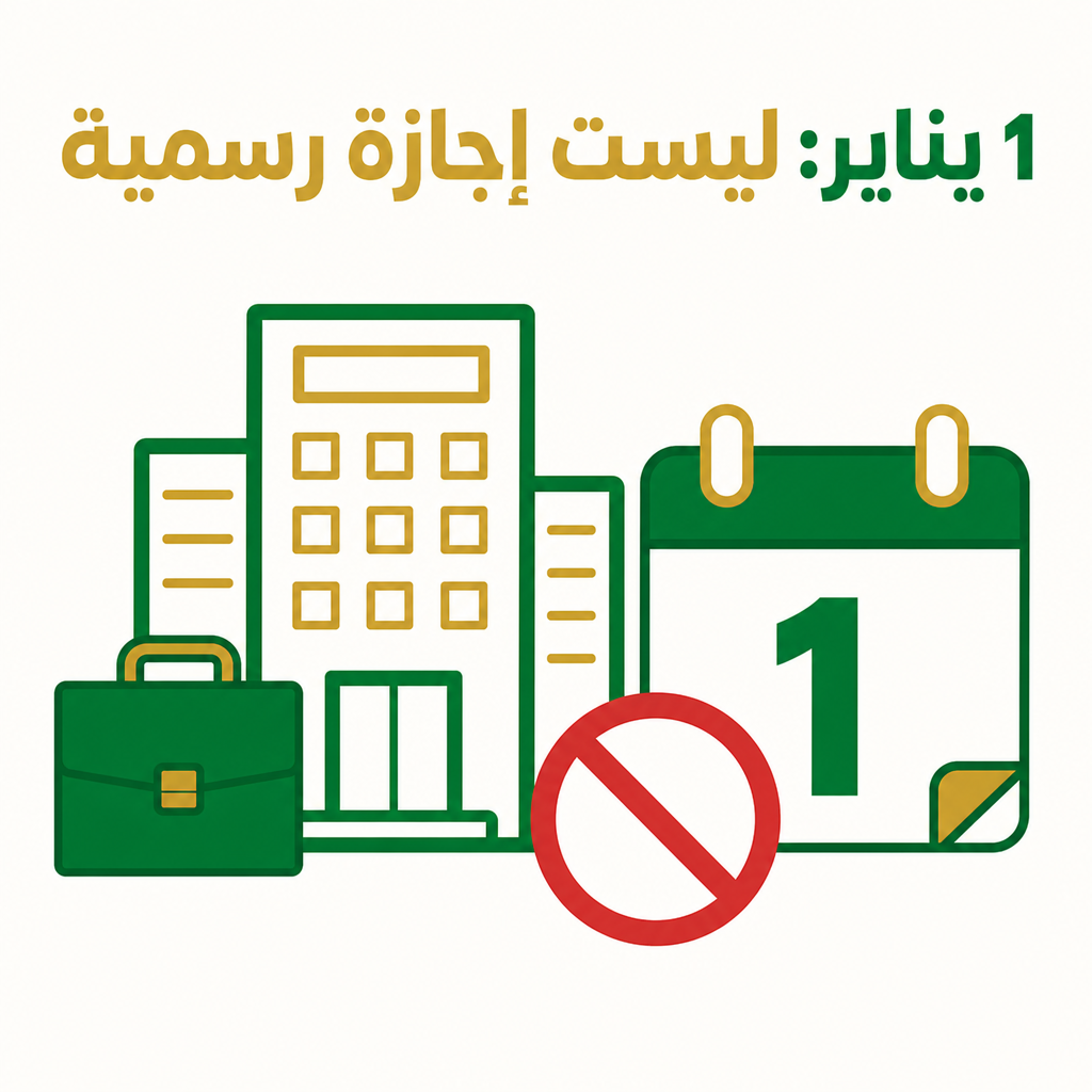 رسم توضيحي يوضح أن 1 يناير ليس إجازة رسمية في السعودية